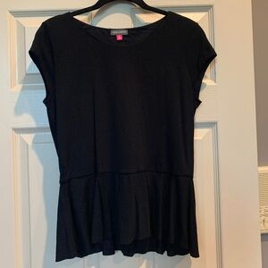 Vince Camuto Black Peplum Cap Sleeve Top sz S